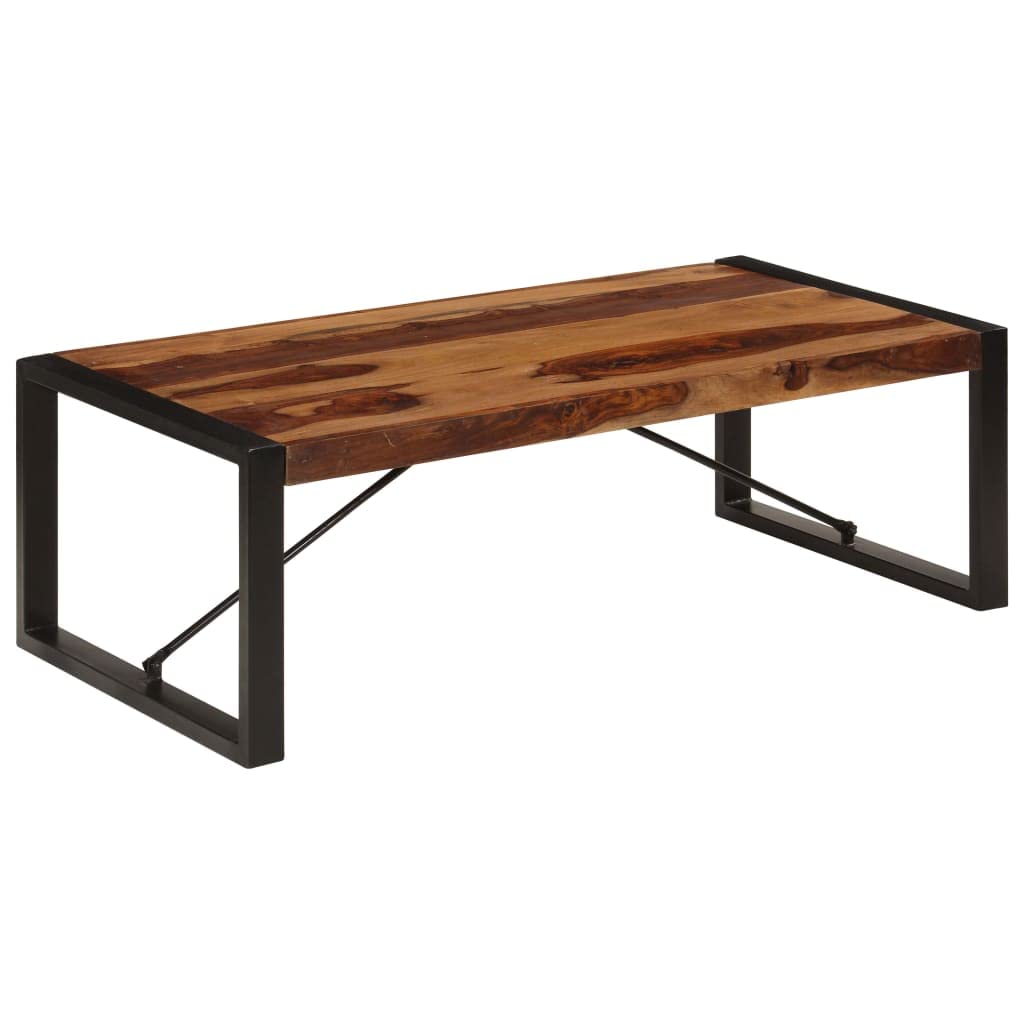 Solid Sheesham Wood Coffee Table with Steel Legs V978825