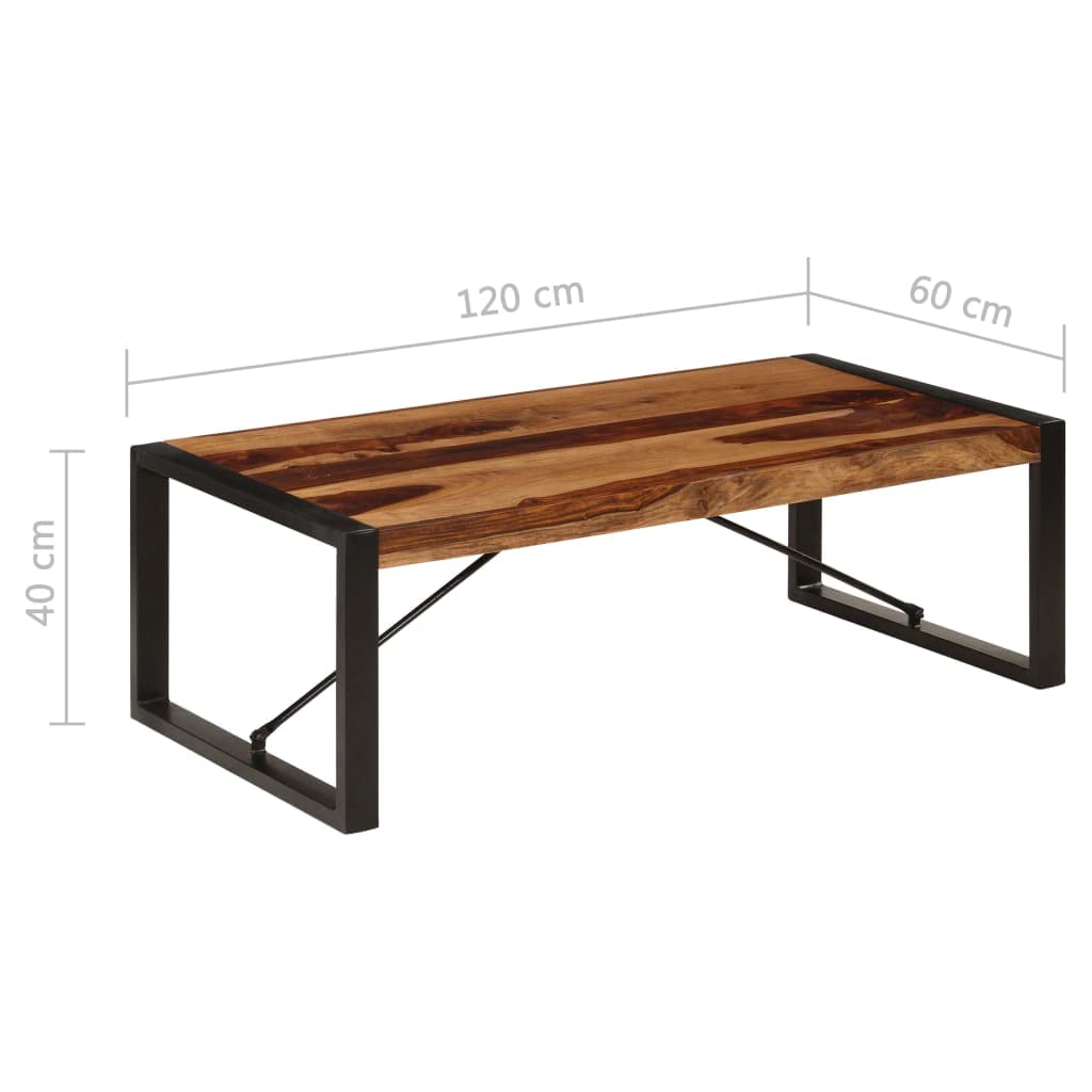 Solid Sheesham Wood Coffee Table with Steel Legs V978825