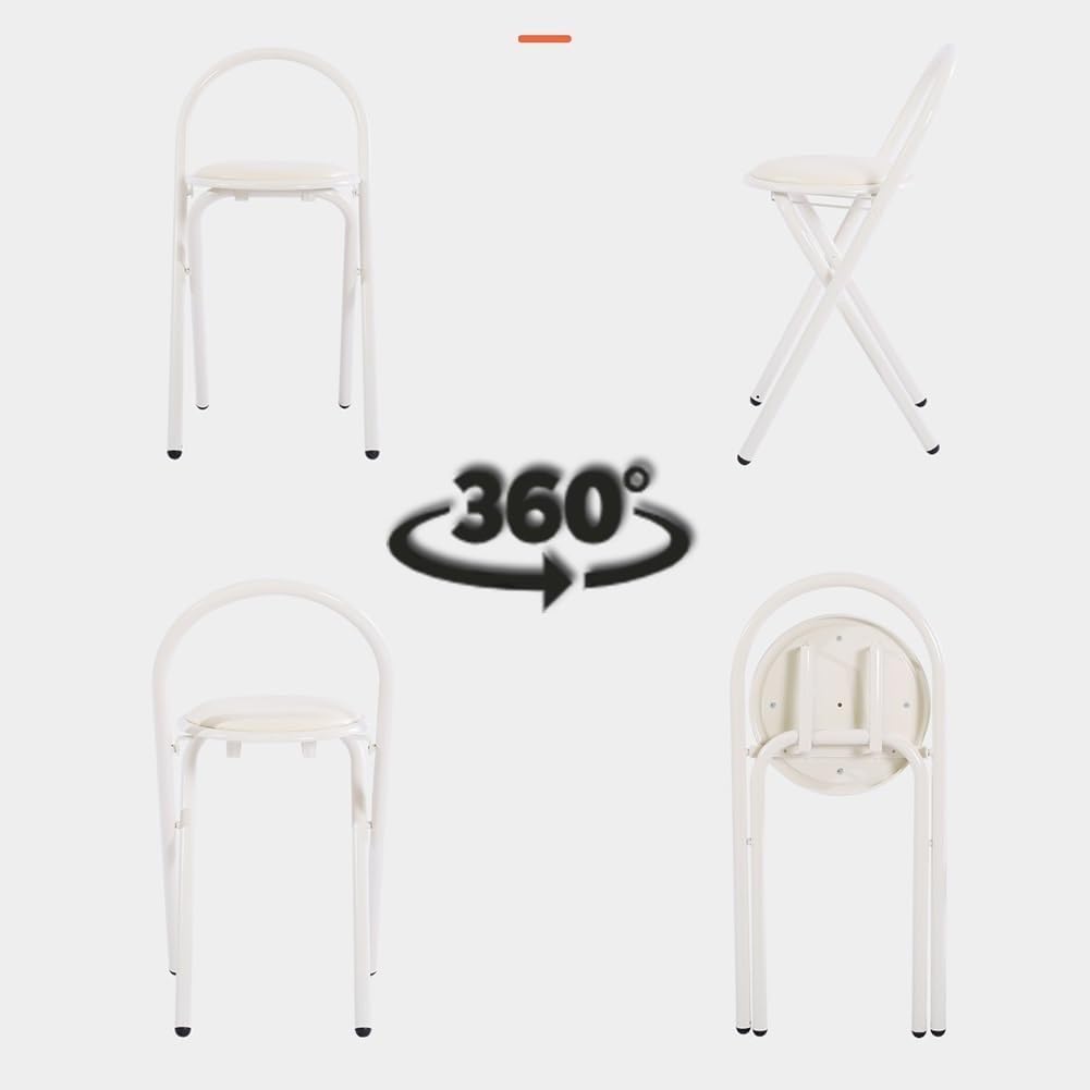 18in Padded Folding Stool with Backrest N628