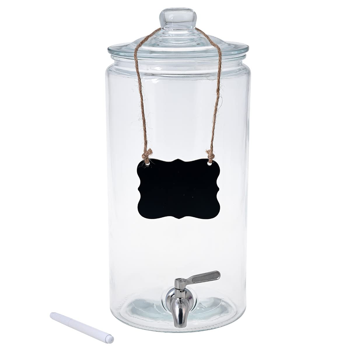 2 Gallon Glass Beverage Dispenser with Stainless Steel Spigot L657052