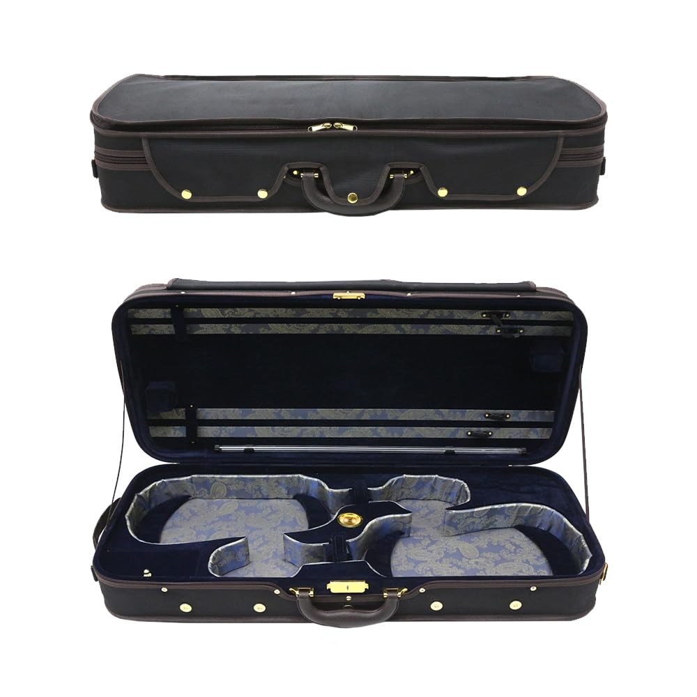 Double Violin Case Wooden Nylon Oxford Silk Interior Y212