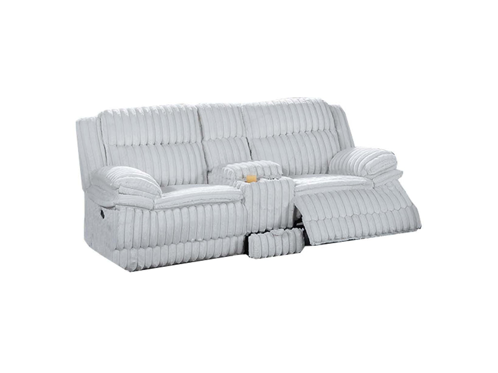 Light Gray Corduroy Loveseat Recliner with Console Drawer Y83564