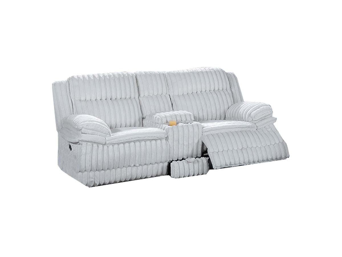 Light Gray Corduroy Loveseat Recliner with Console Drawer Y83564