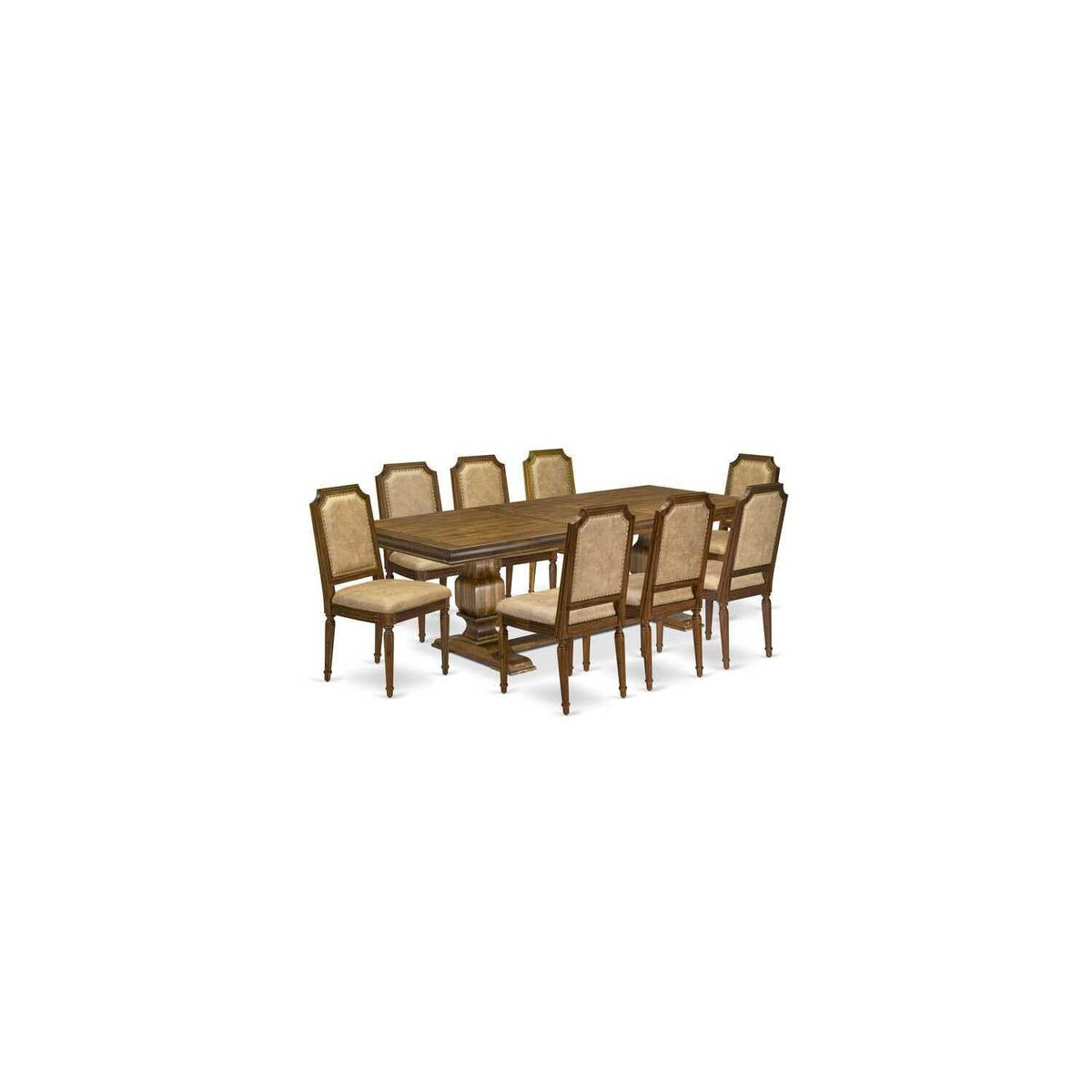 9 Piece Dining Table and 8 Dark Grey PU Leather Chairs M66400