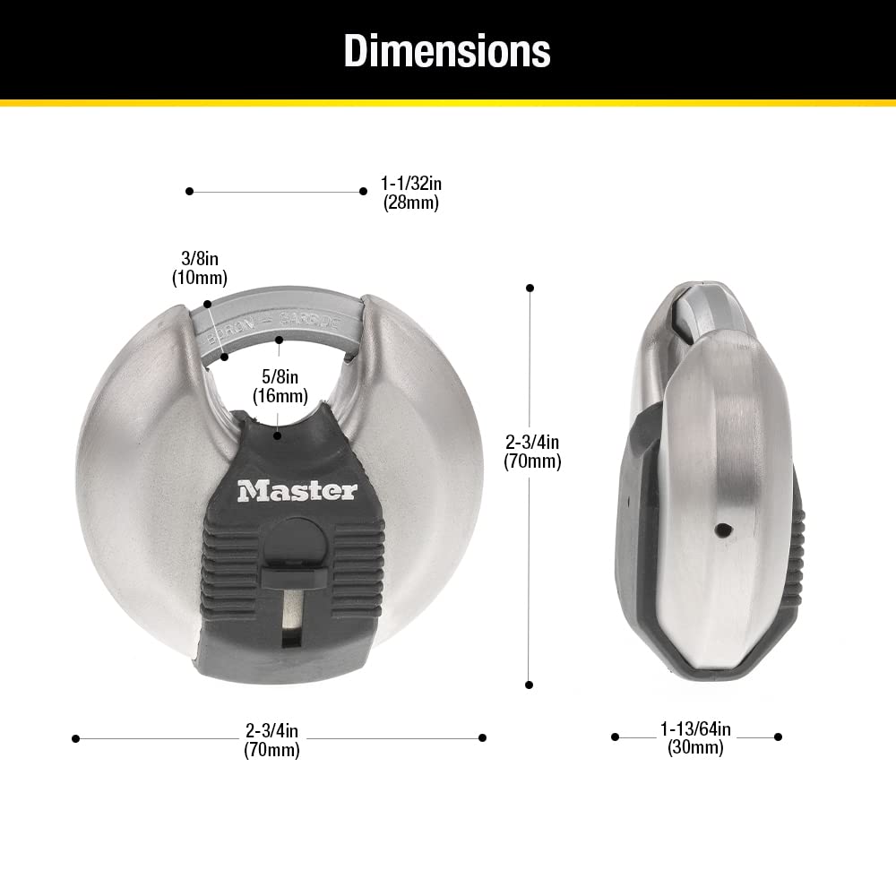 2-3/4-inch Wide Stainless Steel Disc Padlock M215016