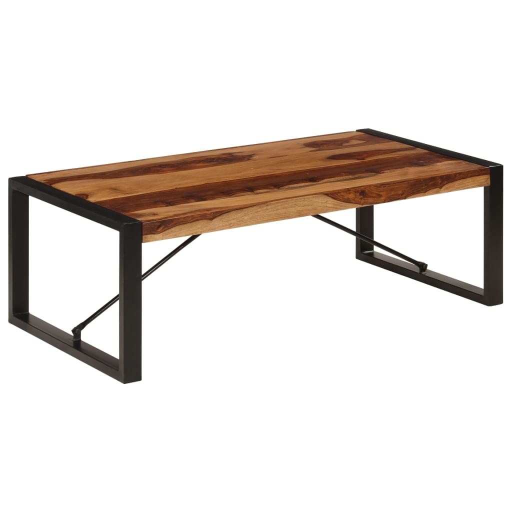 Solid Sheesham Wood Coffee Table with Steel Legs V978825