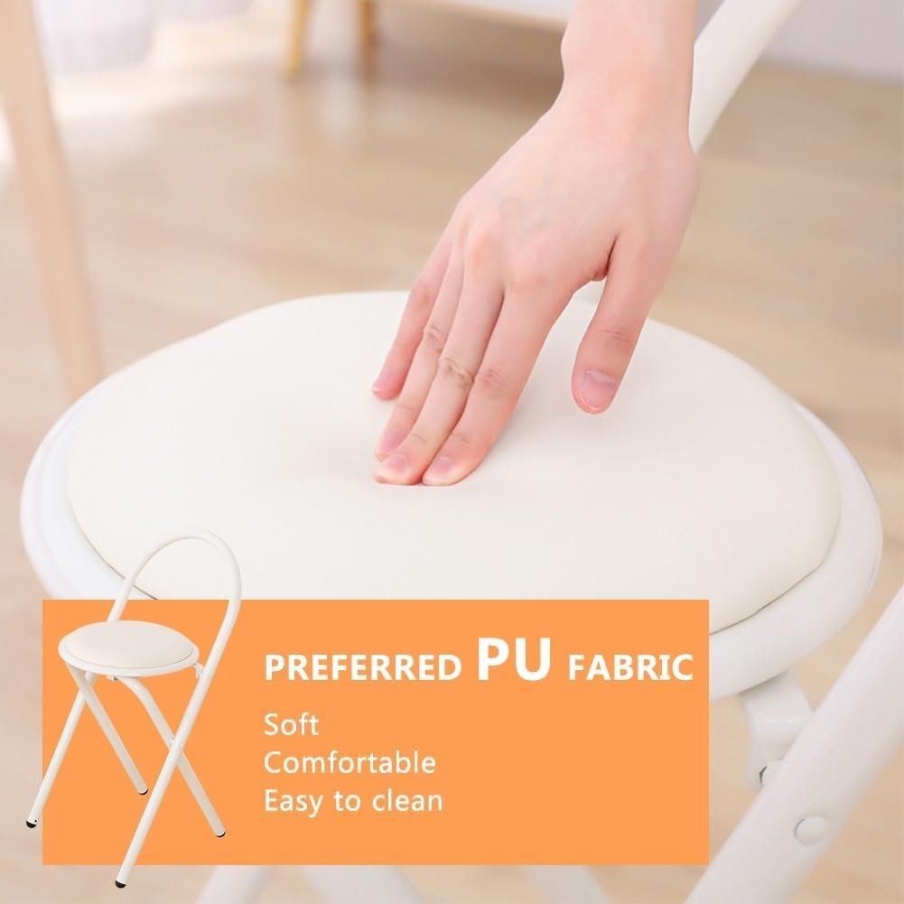 18in Padded Folding Stool with Backrest N628