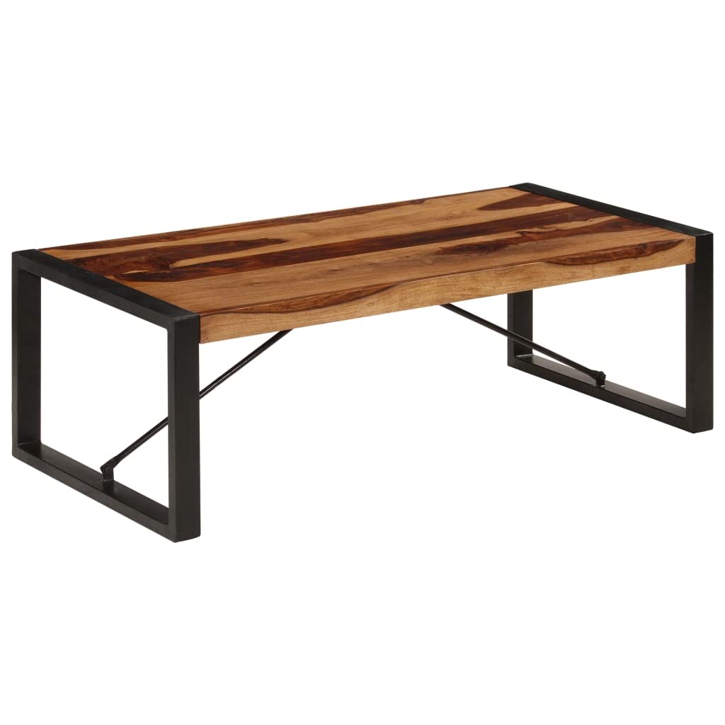 Solid Sheesham Wood Coffee Table with Steel Legs V978825