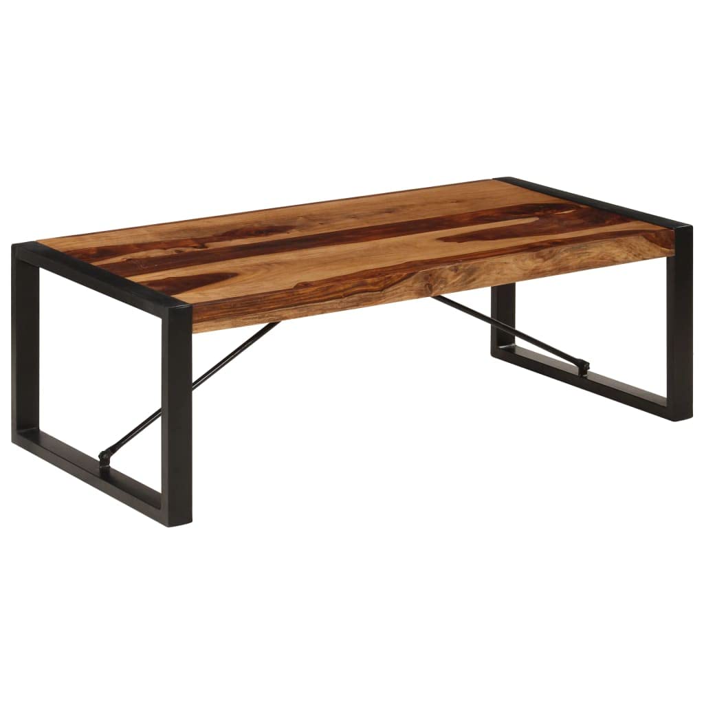 Solid Sheesham Wood Coffee Table with Steel Legs V978825