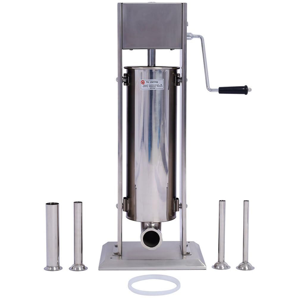 7L Stainless Steel Vertical Sausage Stuffer with 4 Stuffing Tubes U35489