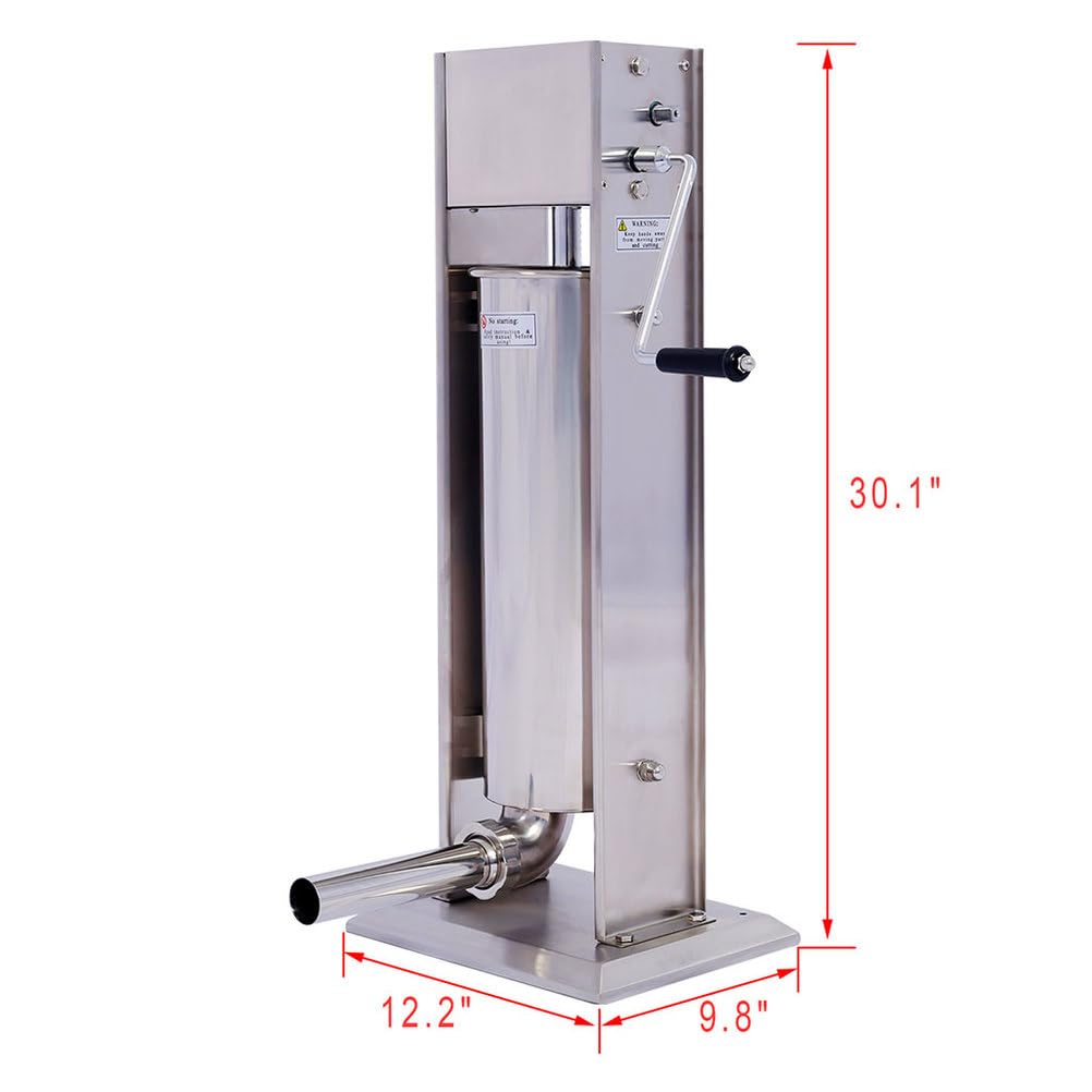 7L Stainless Steel Vertical Sausage Stuffer with 4 Stuffing Tubes U35489