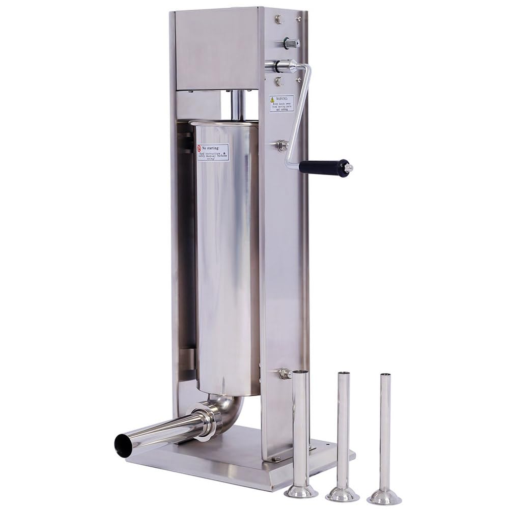 7L Stainless Steel Vertical Sausage Stuffer with 4 Stuffing Tubes U35489