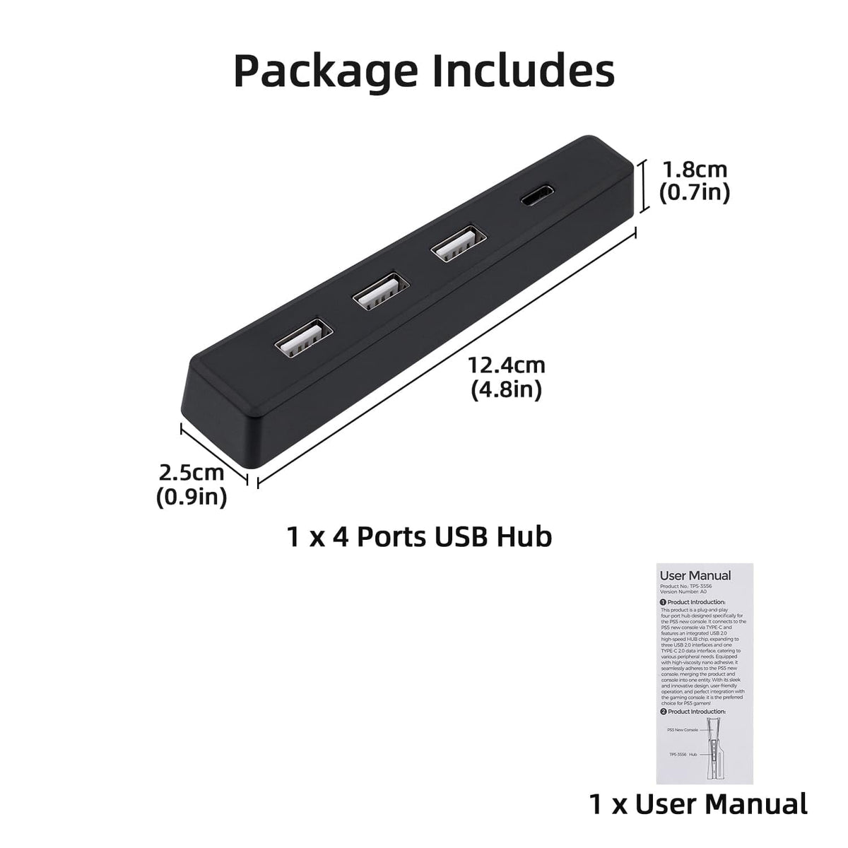 Black 4 Ports USB 2.0 Hub E91210