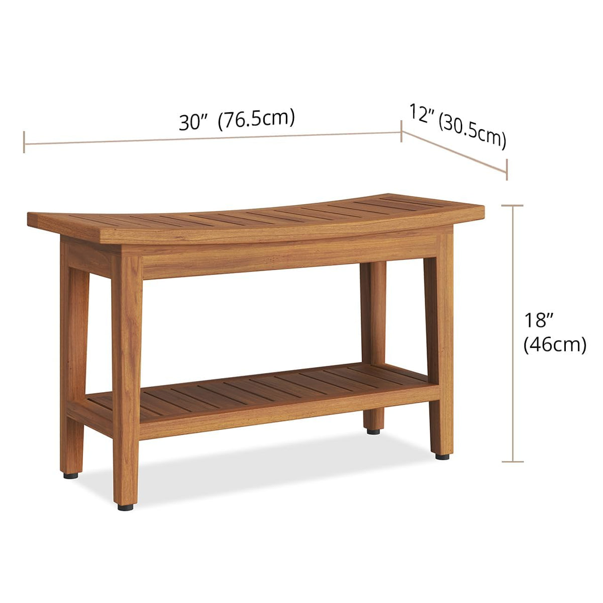 30" Teak Shower Bench with Shelf M728