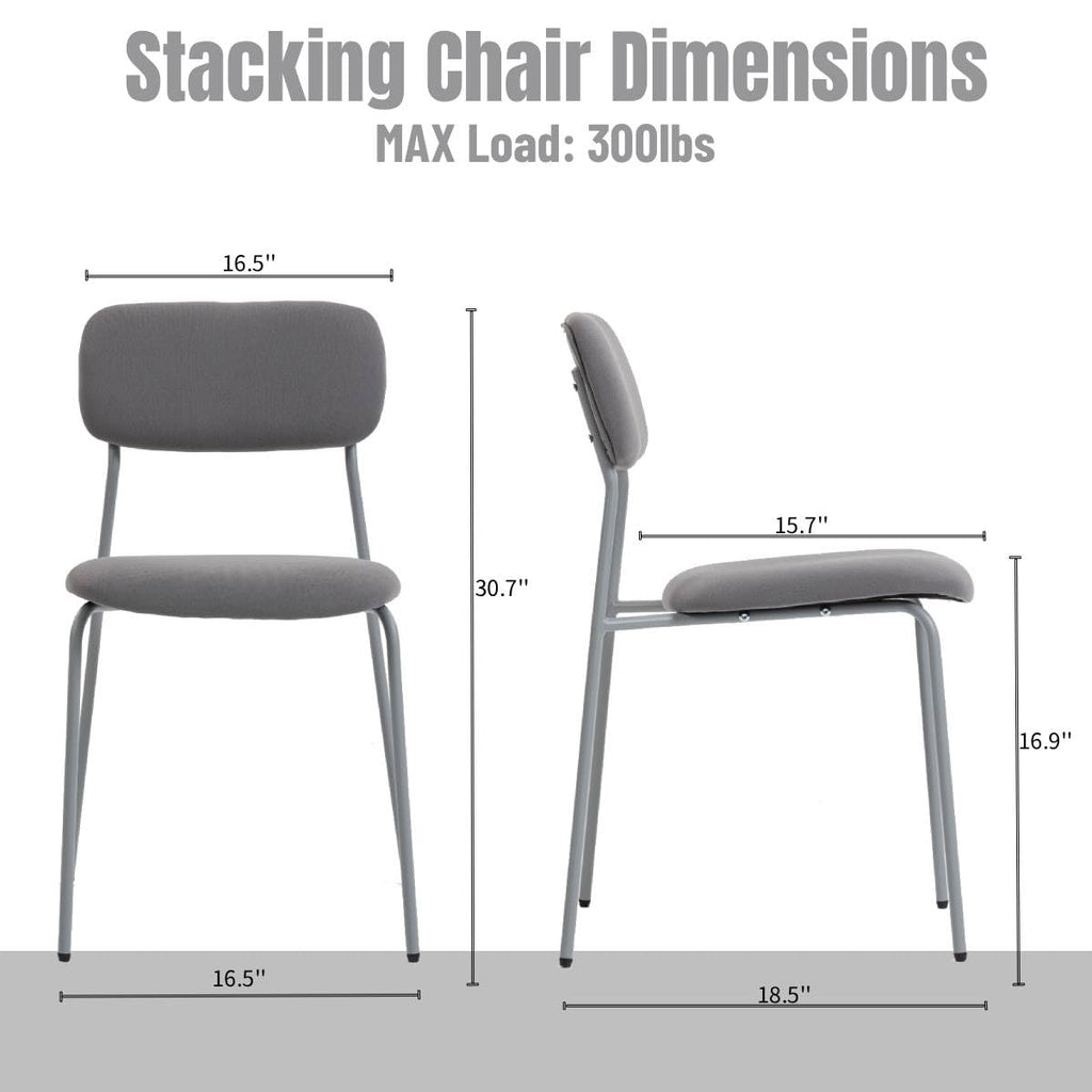 Grey Padded Stackable Chairs Set of 4 C19083