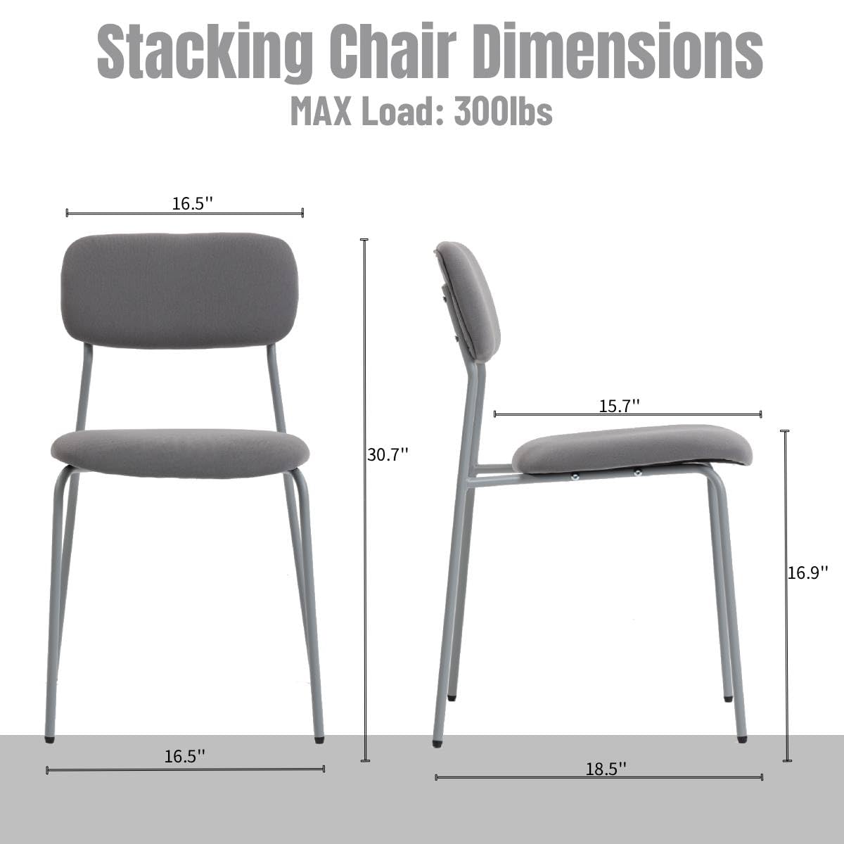 Grey Padded Stackable Chairs Set of 4 C19083