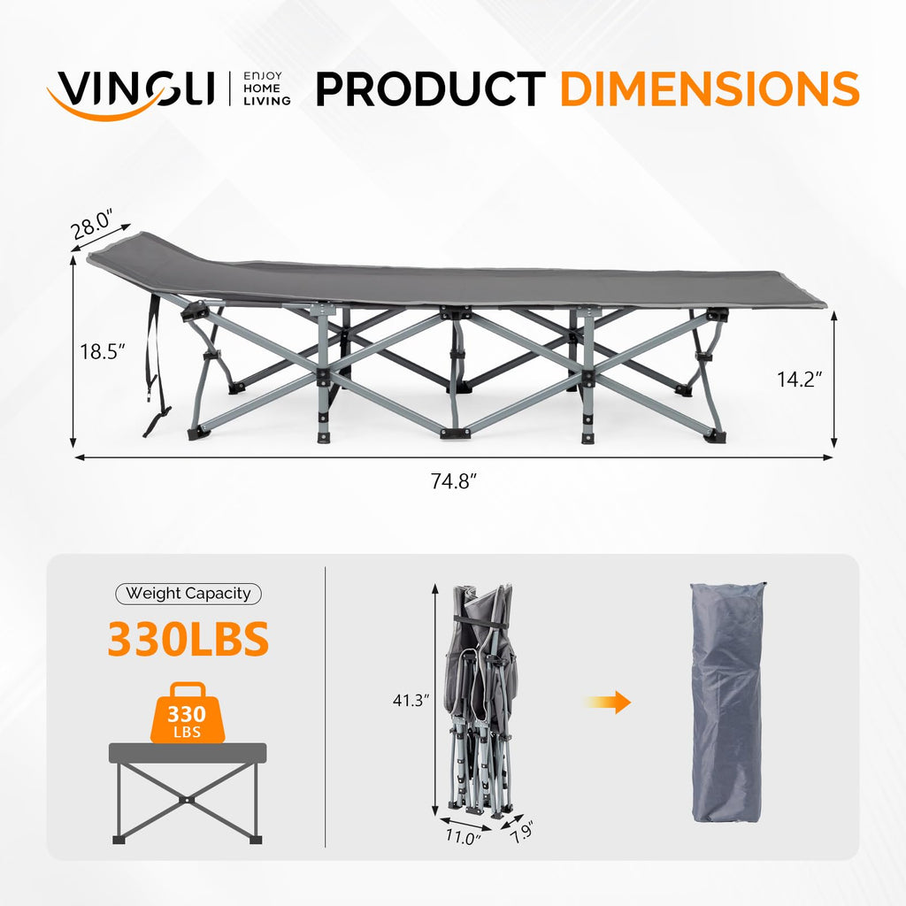 Folding Camping Cot Bed with Mattress and Pillow O74244