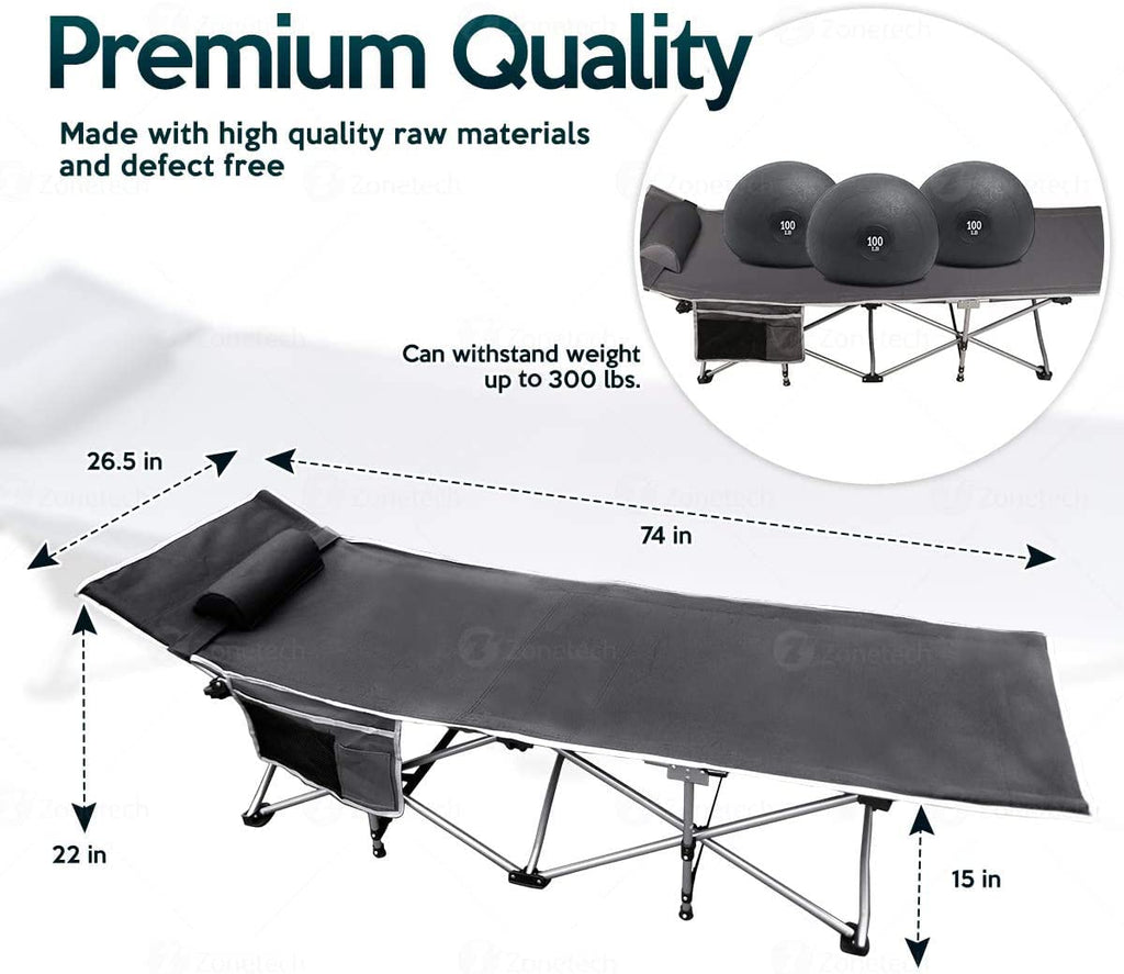 Folding Lightweight Portable Heavy Duty Travel Cot with Large Pocket T5977