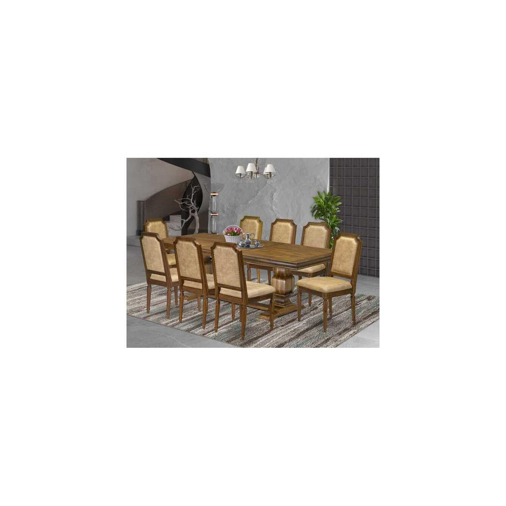 9 Piece Dining Table and 8 Dark Grey PU Leather Chairs M66400