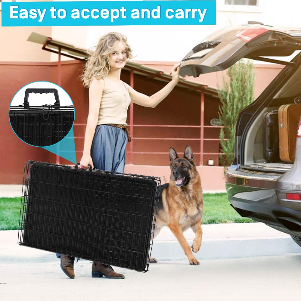 48 Inch Double-Door Dog Crate with Divider V14451