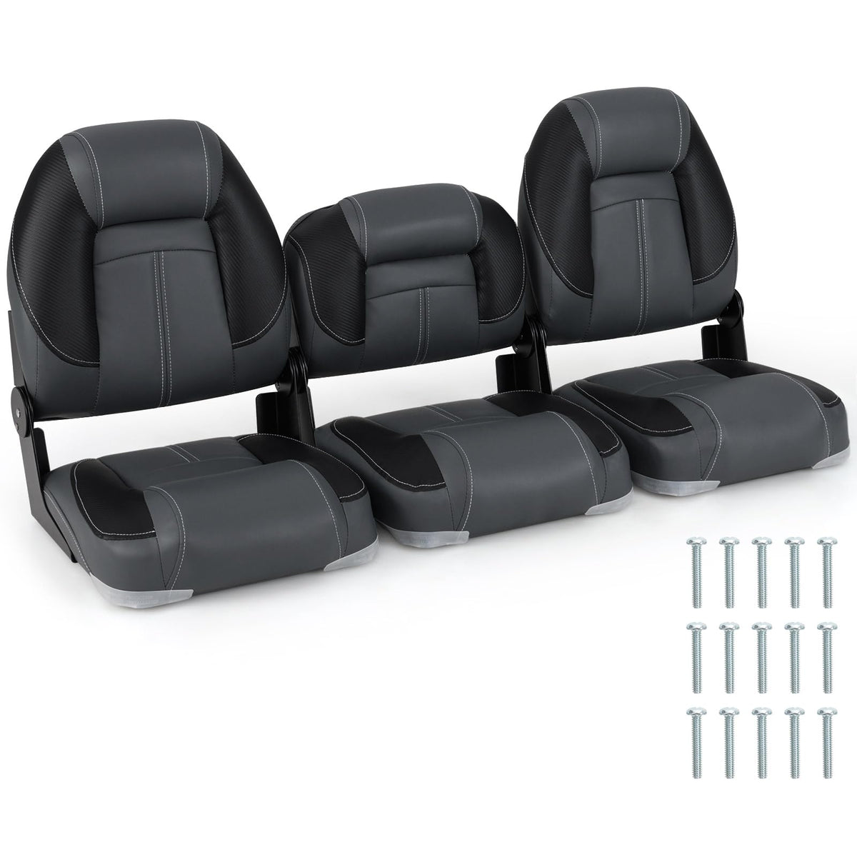 3-Pack Folding Boat Seats with 28D Sponge Padding R553