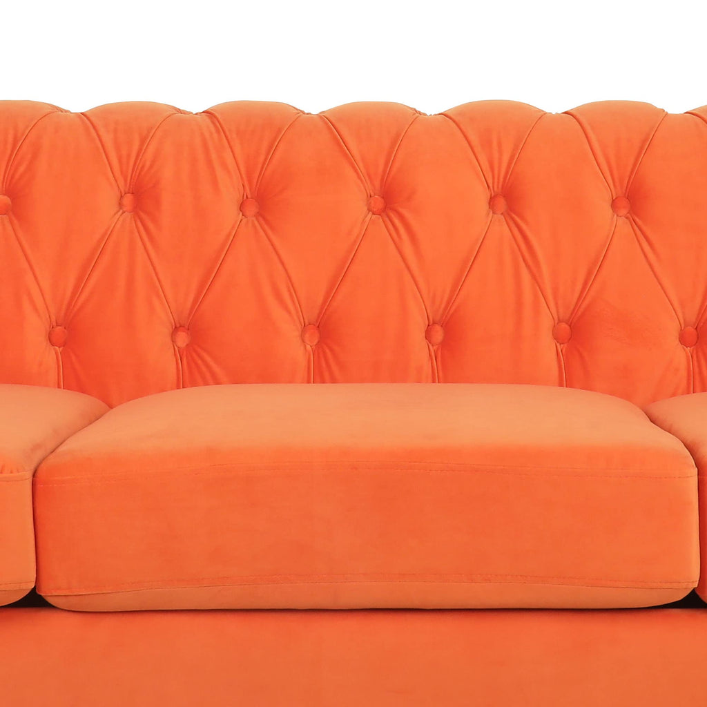 Orange Velvet 3 Seater Sofa G5380