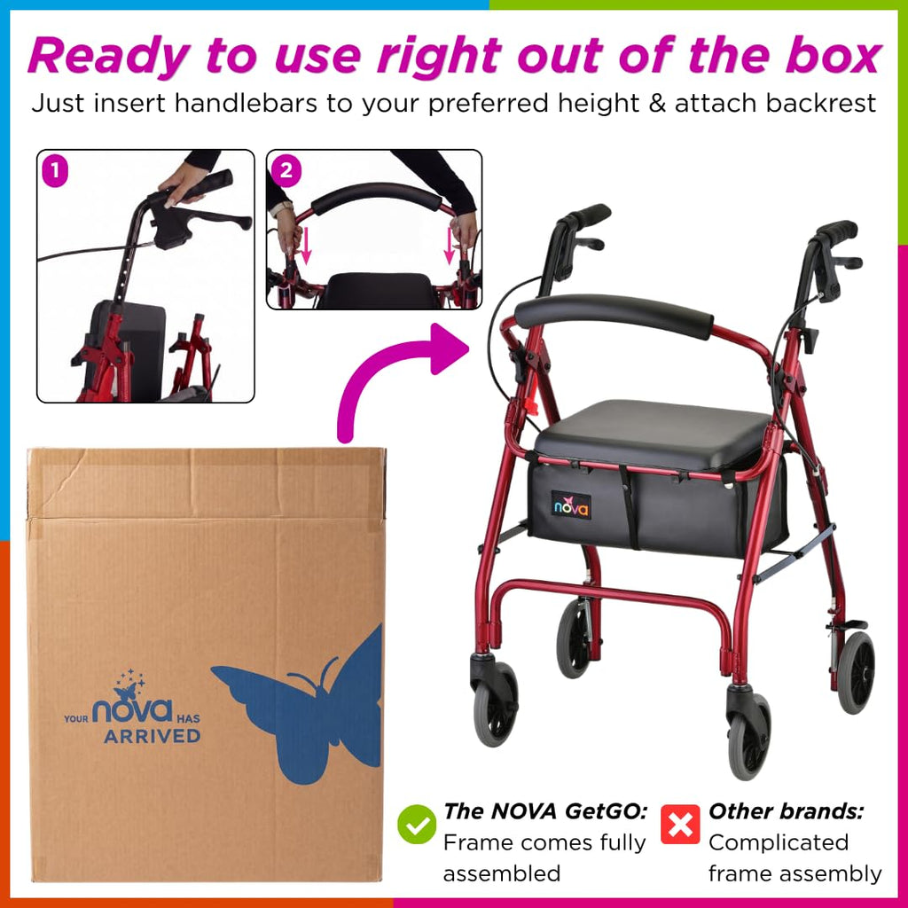 Lightweight Folding Narrow Rollator Walker with Seat L234