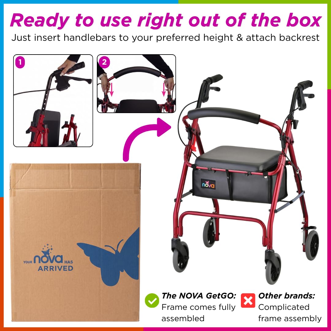 Lightweight Folding Narrow Rollator Walker with Seat L234
