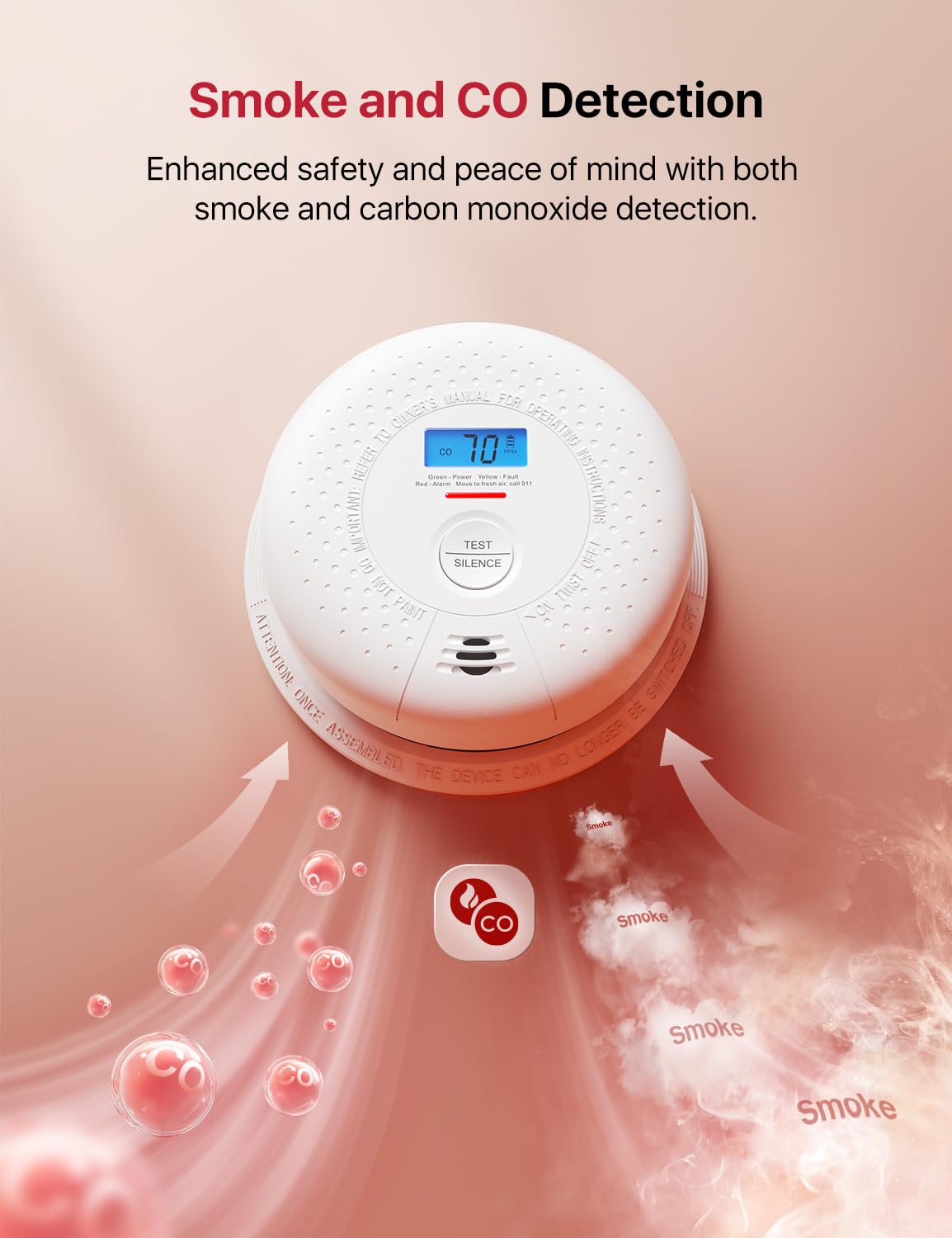 Wireless Interconnected Combination Smoke & CO Alarm J889