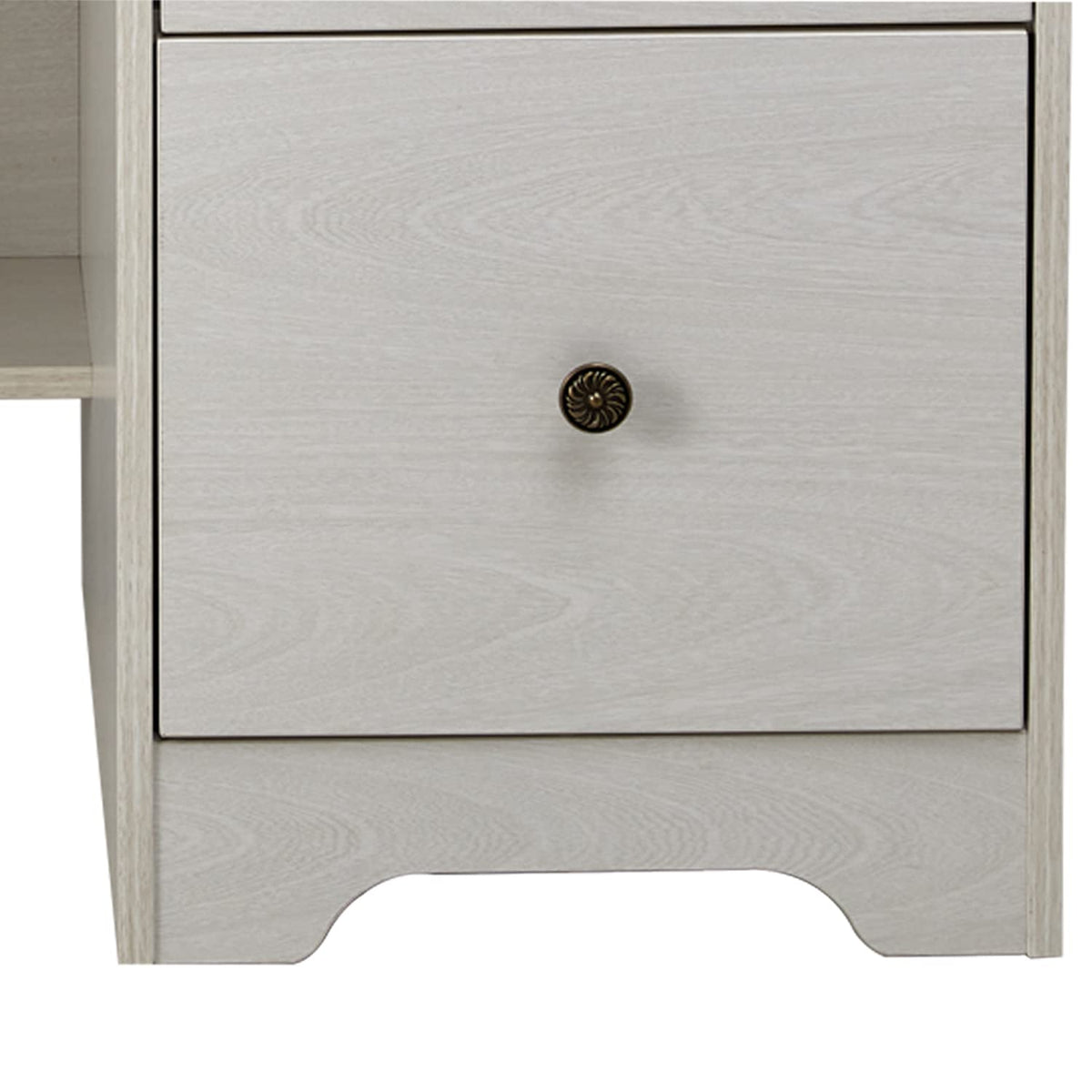 Oak White Computer Desk with 4 Drawers and Hutch Shelf Q6185
