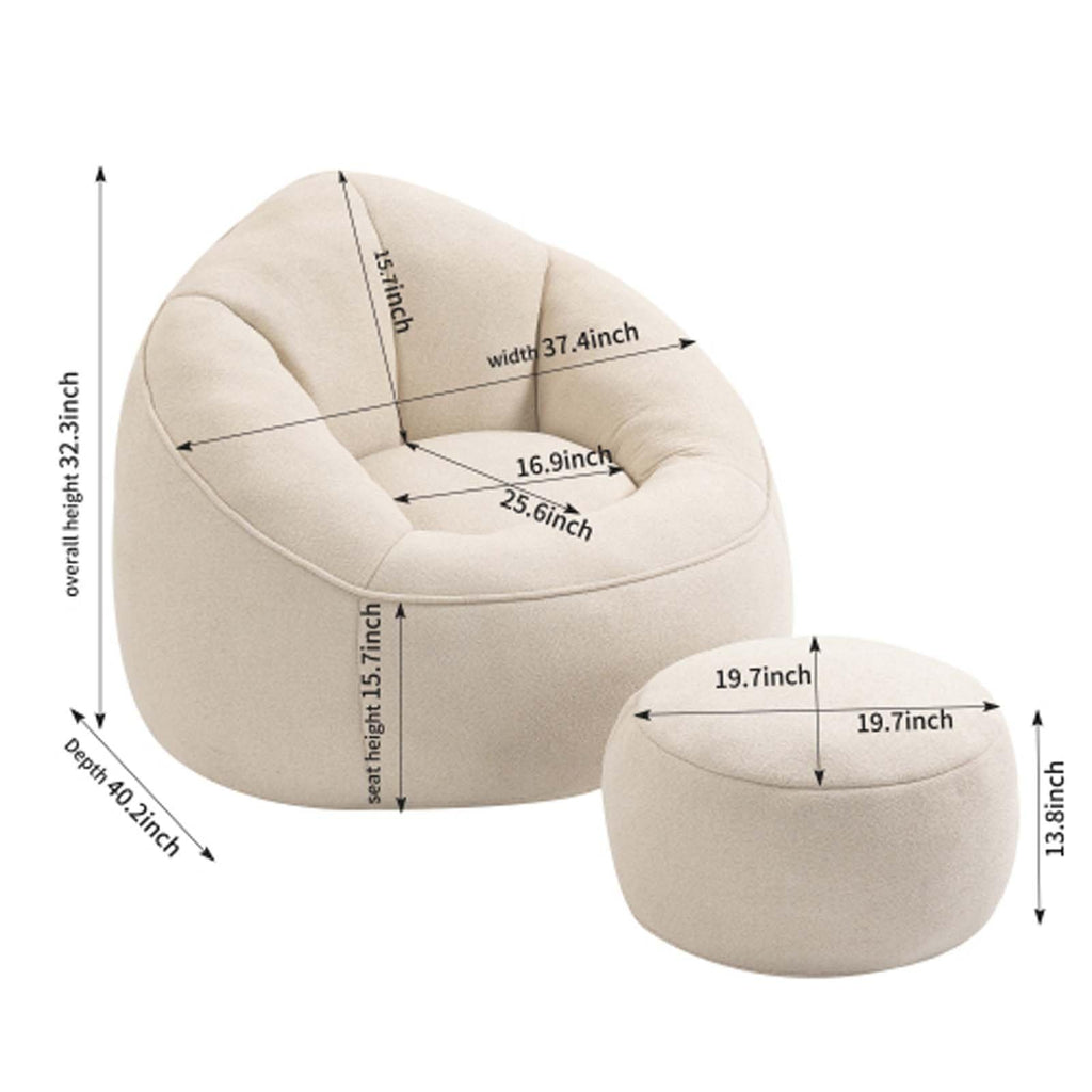 Microfiber Memory Foam Bean Bag Chair with Ottoman E276864