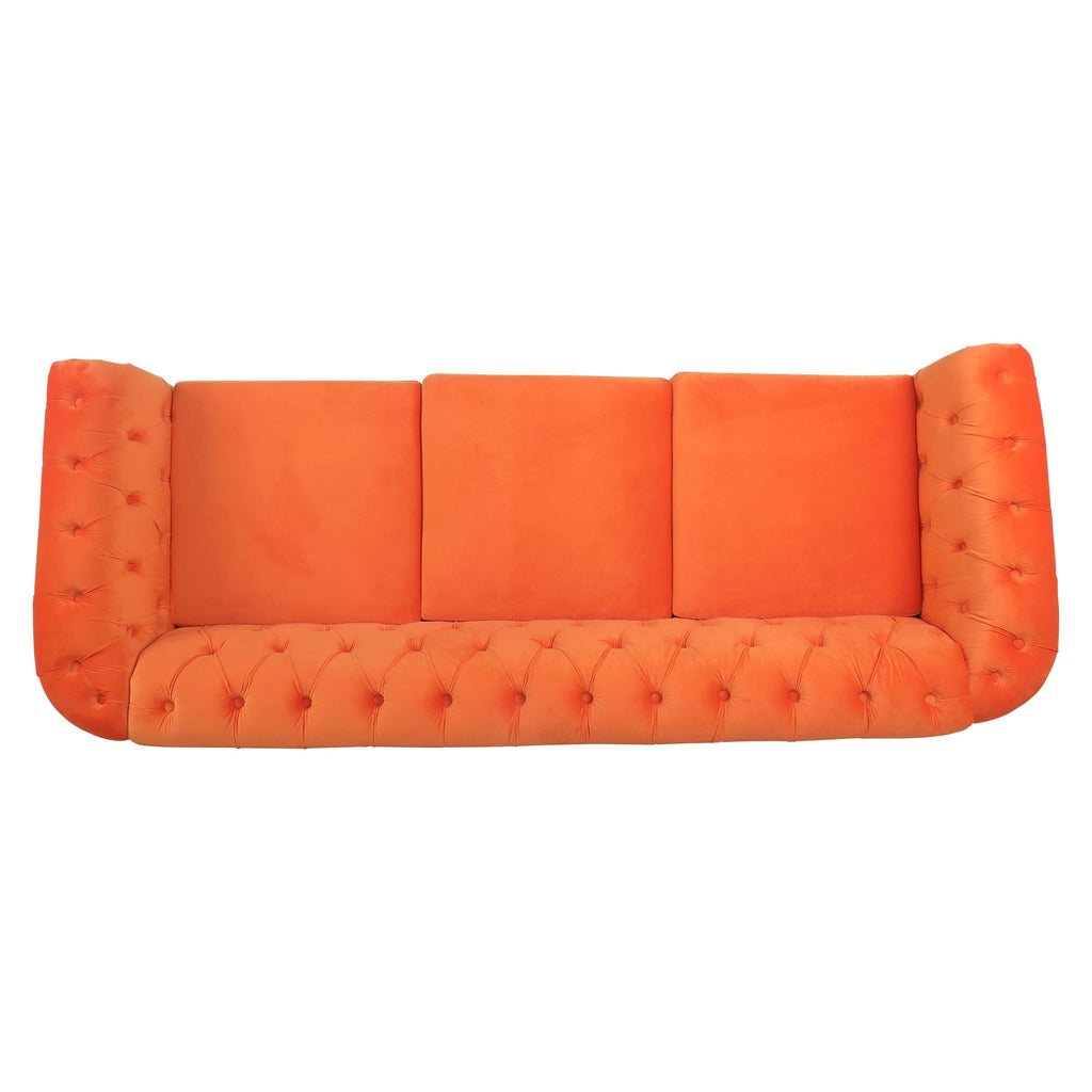 Orange Velvet 3 Seater Sofa G5380