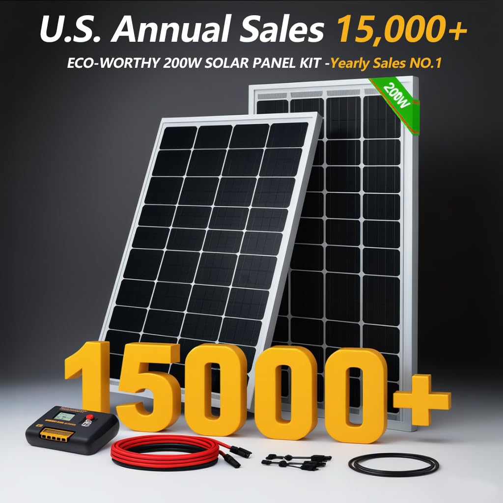 200 Watts 12 Volt/24 Volt Monocrystalline Solar Panel Kit with 30A PWM Charge Controller X164342