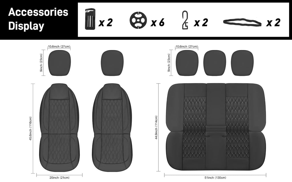 Faux Leather Car Seat Covers Full Set 5-Seat Black C49121