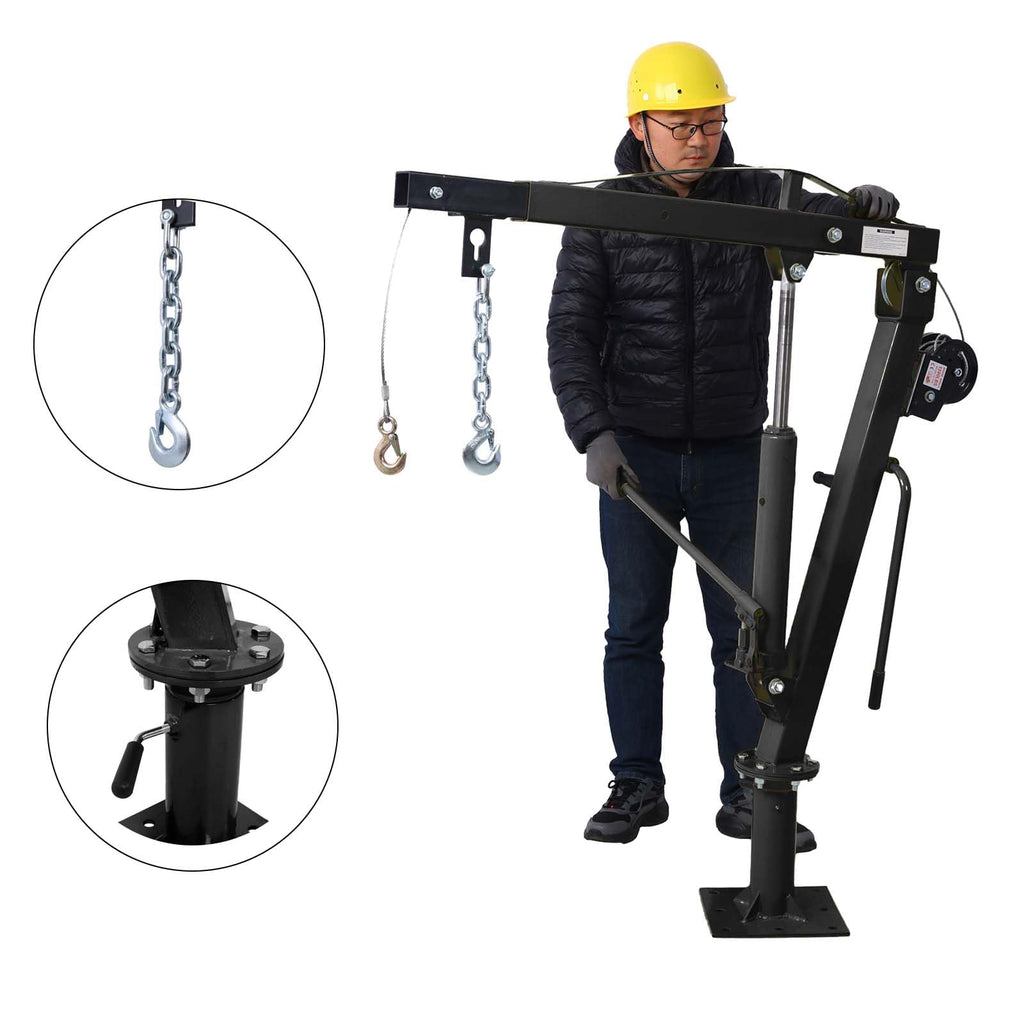 2000 lb Pickup Truck Davit Crane with Hand Winch U337449