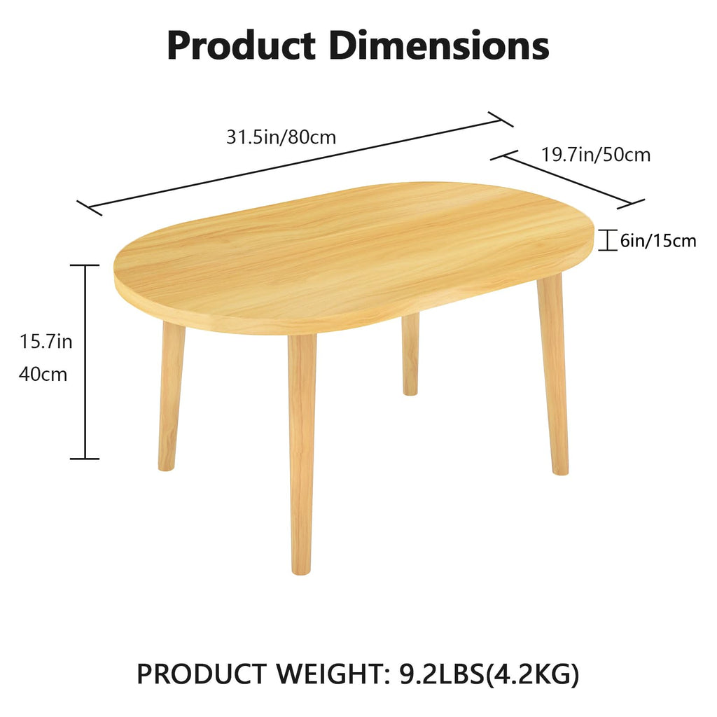 Oval Coffee Table Natural 19.7"D x 31.5"W x 16"H V101322