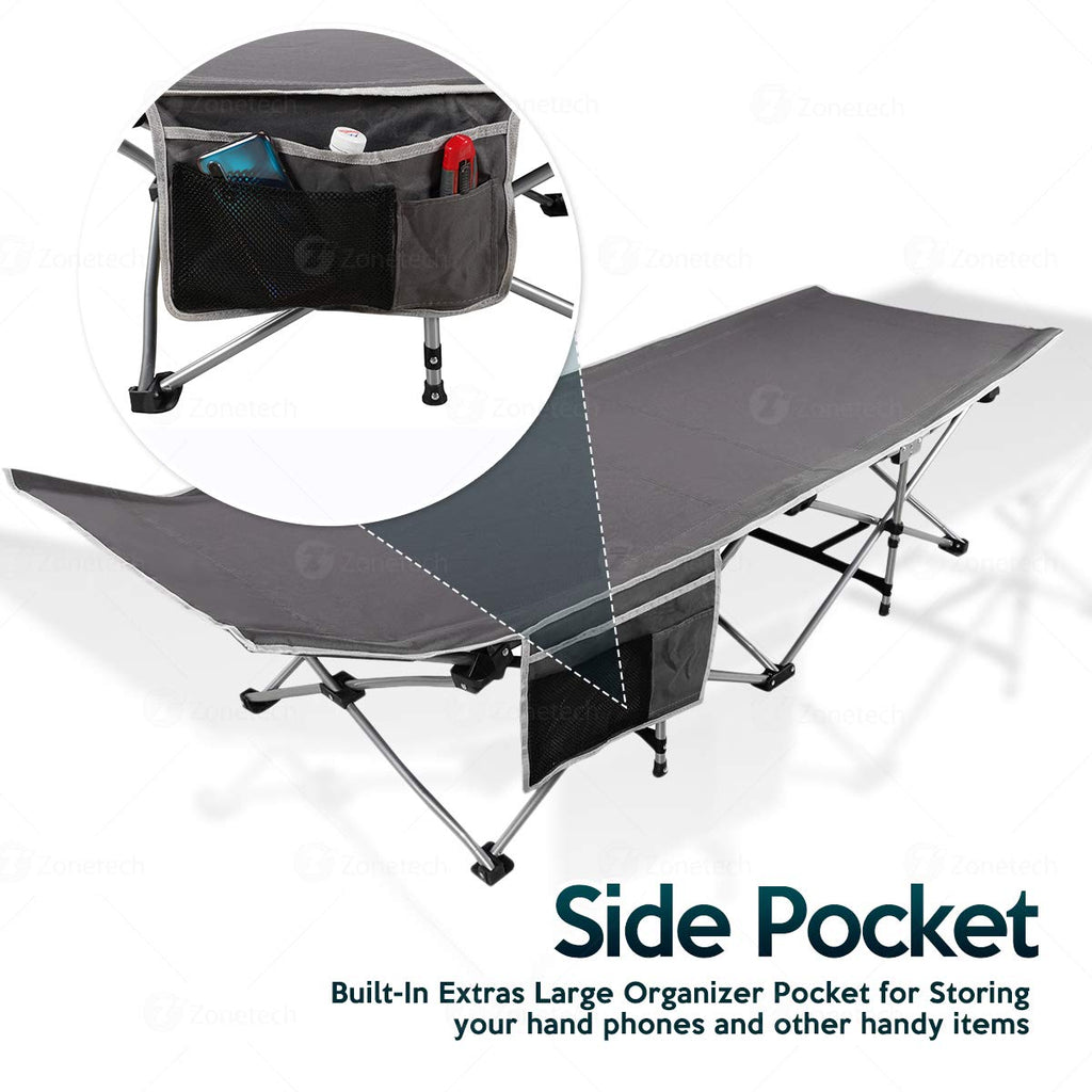 Folding Lightweight Portable Heavy Duty Travel Cot with Large Pocket T5977