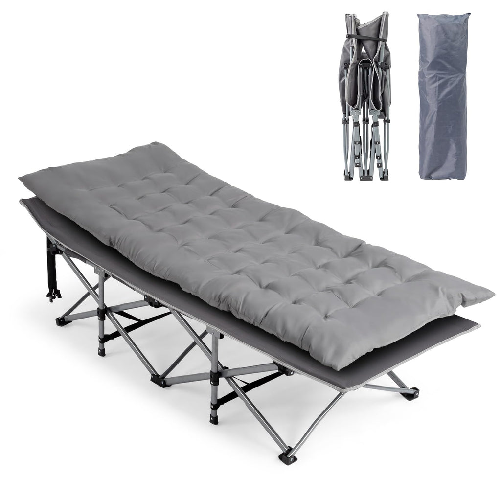 Folding Camping Cot Bed with Mattress and Pillow O74244