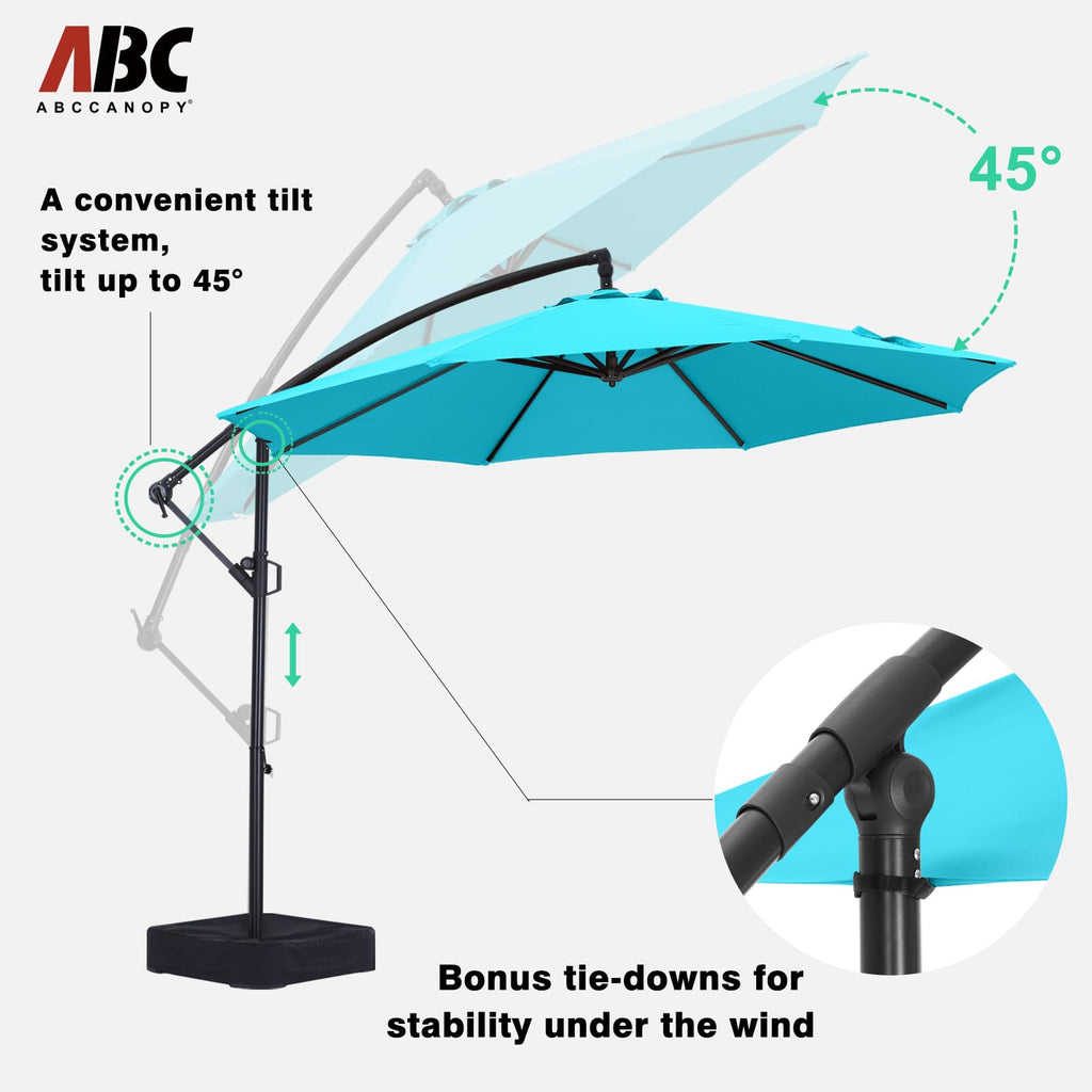 10FT Cantilever Umbrella with Base and Weights Bag H490
