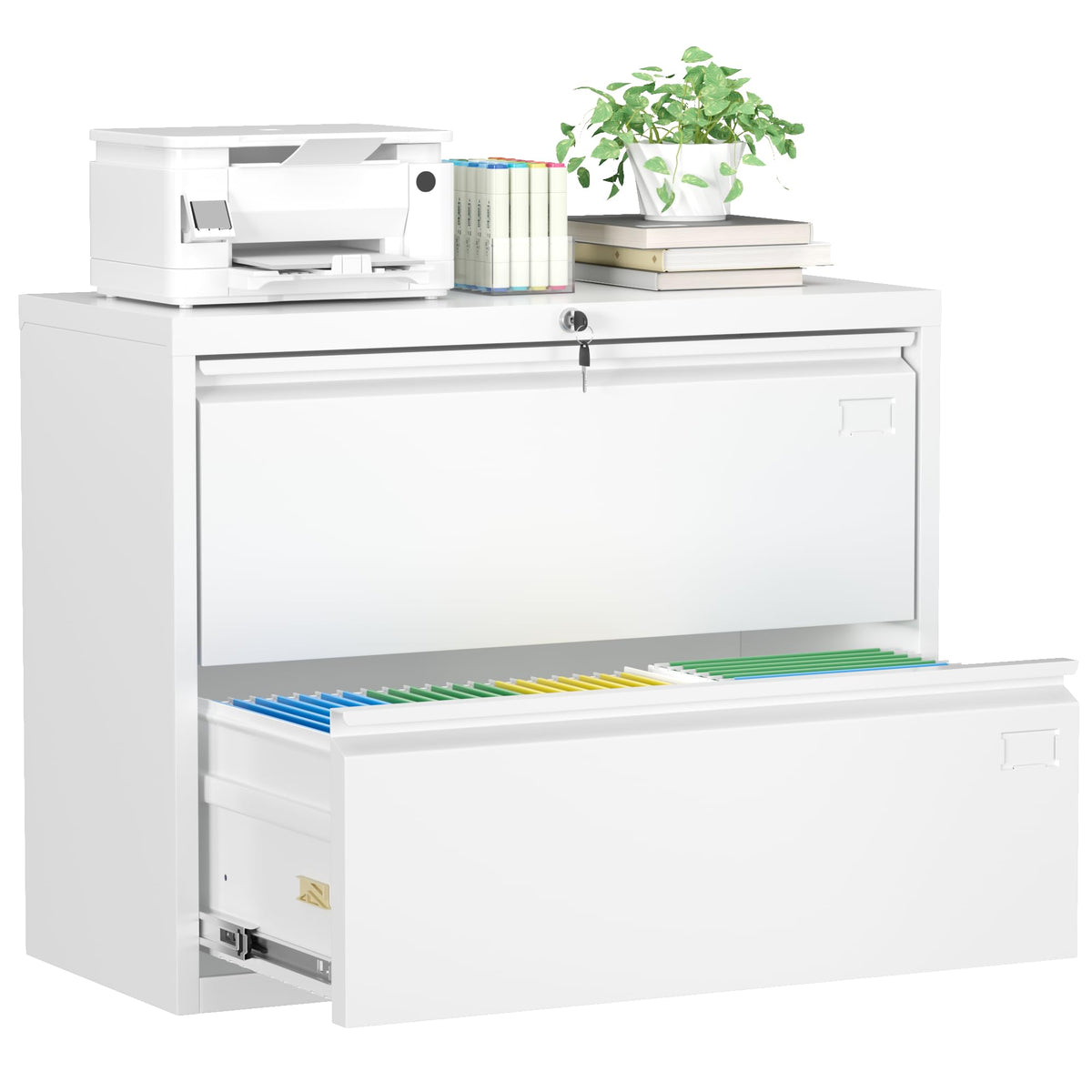 White 2 Drawer Metal File Cabinet with Lock U452472