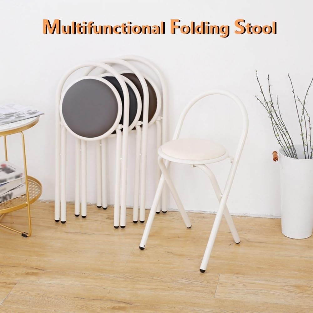 18in Padded Folding Stool with Backrest N628