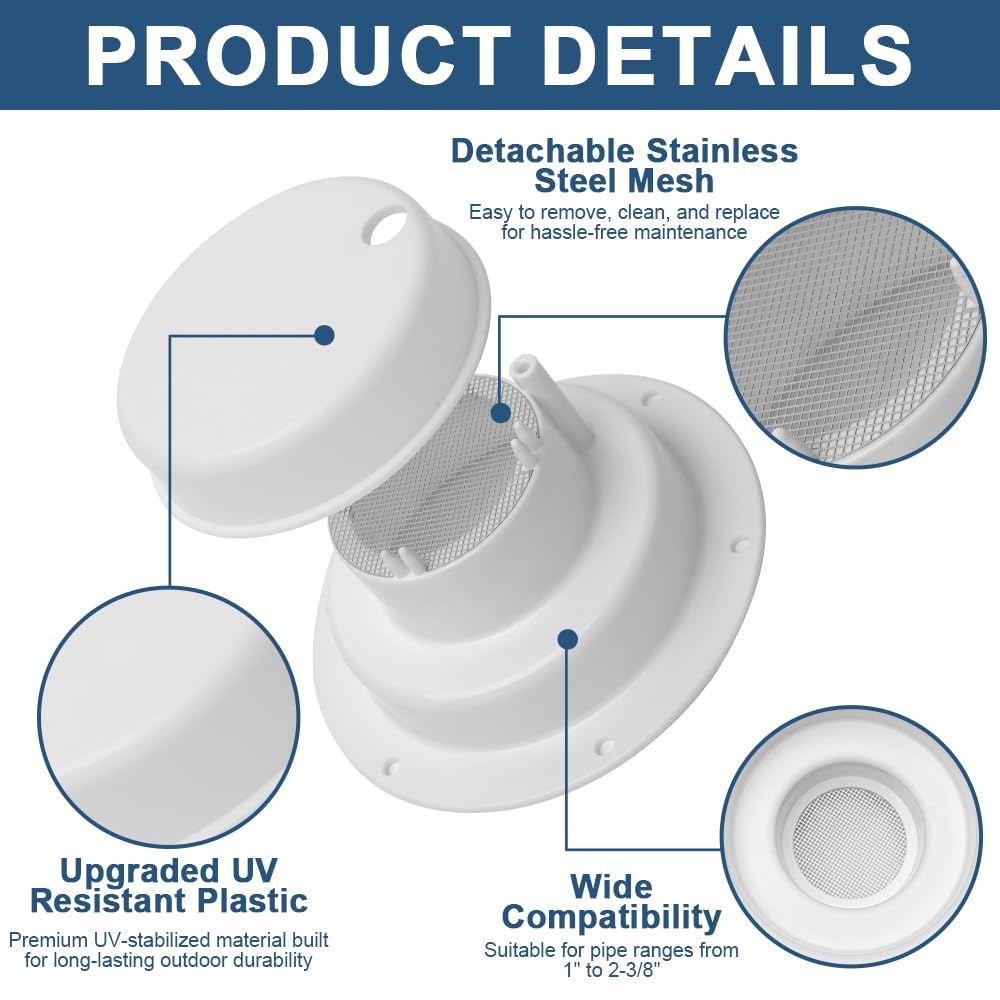 White 2 Pack RV Vent Covers I45989