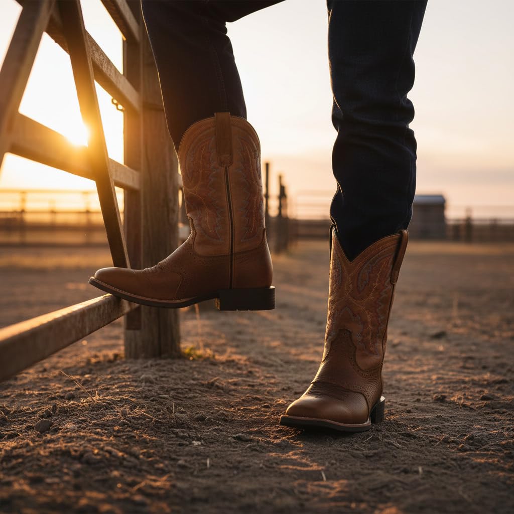 Men's Square Toe Pull On Western Boots Z425