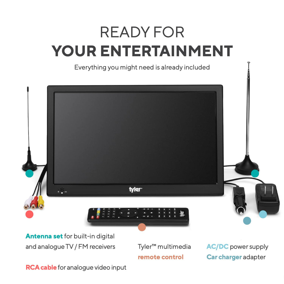 Portable TV LCD Monitor Battery Powered Wireless Capability HD-TV G52946