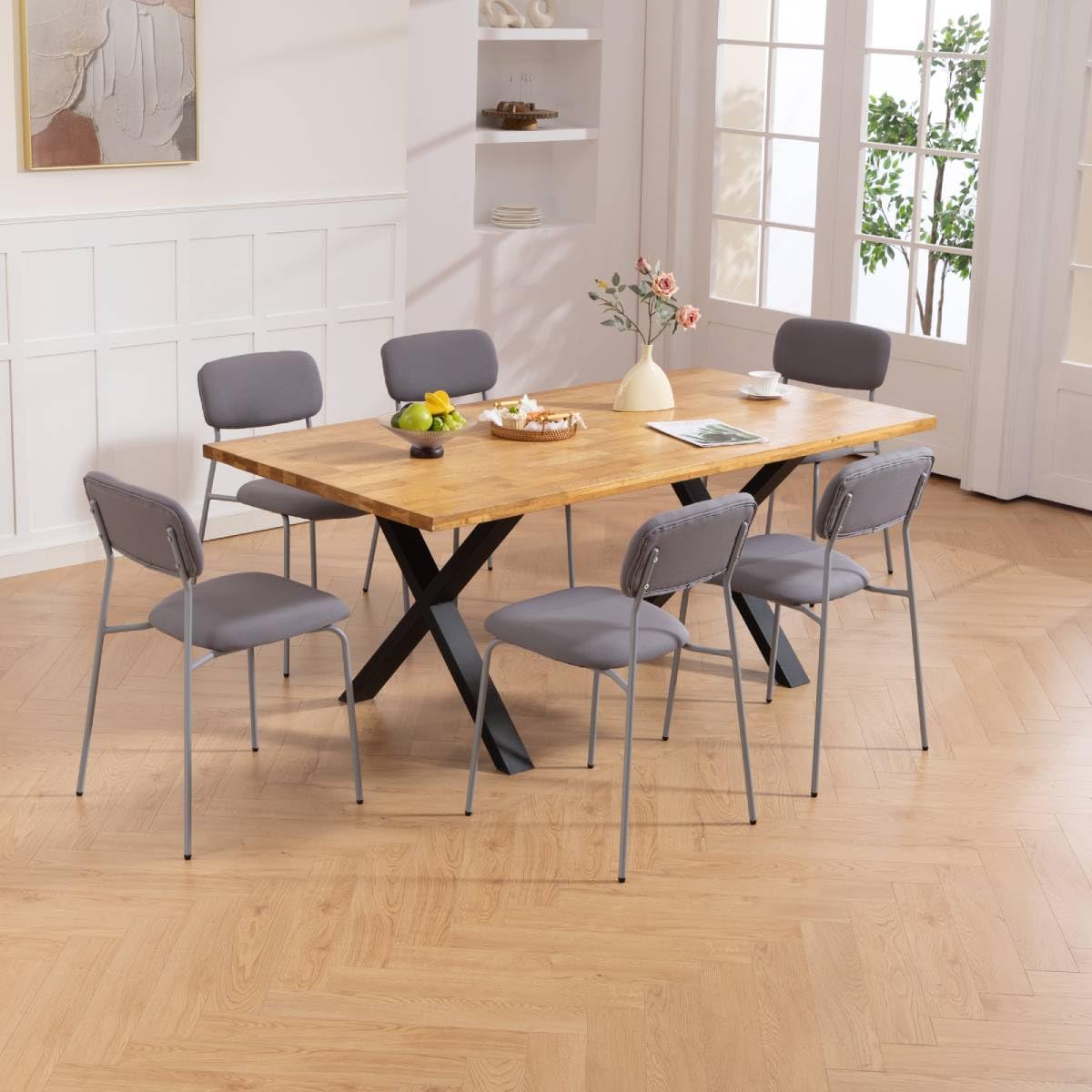 Grey Padded Stackable Chairs Set of 4 C19083