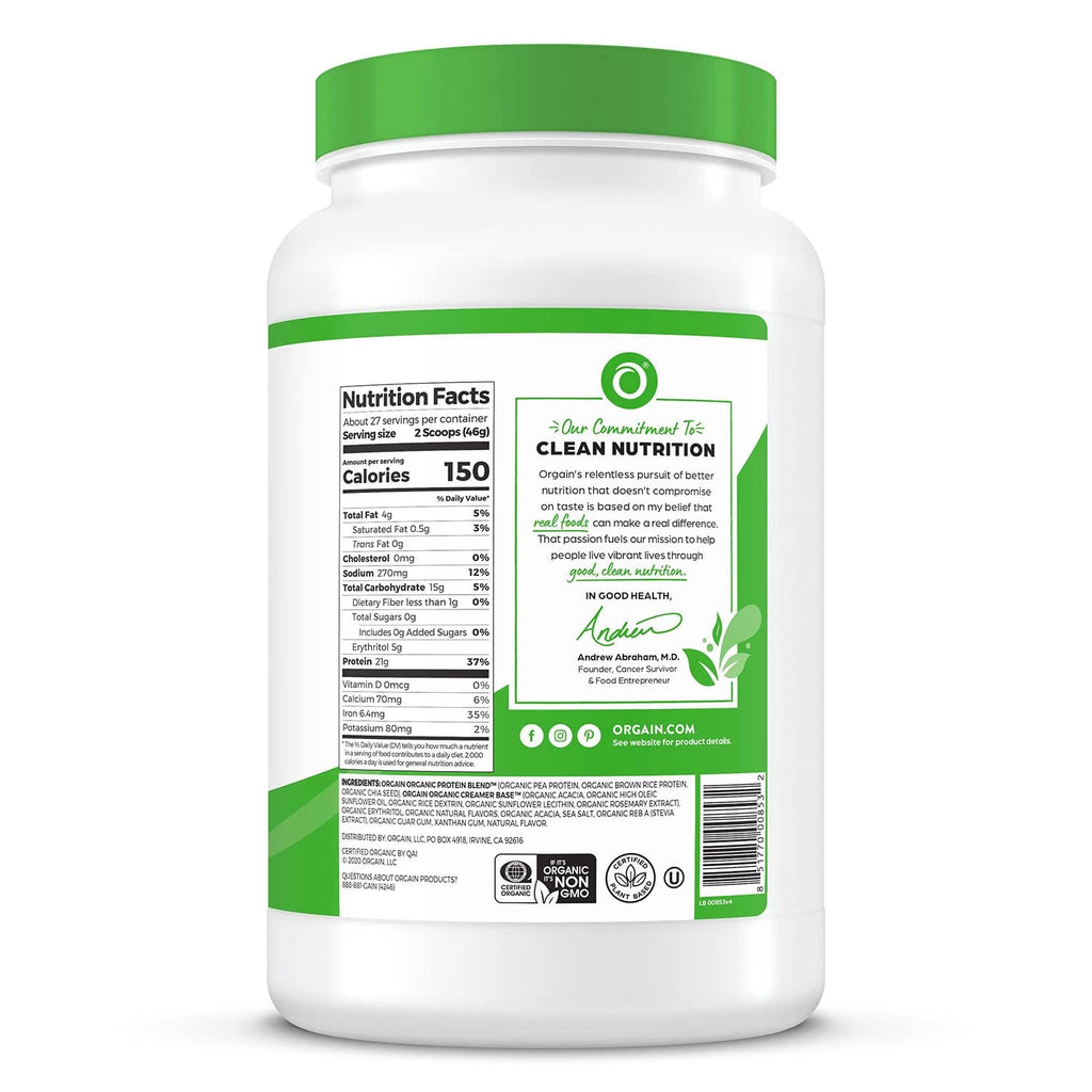 Organic Plant Based Protein Powder Vanilla Bean 2.74 lb X7297