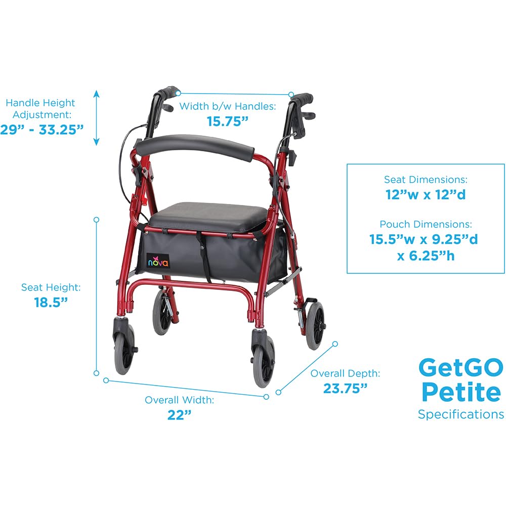 Lightweight Folding Narrow Rollator Walker with Seat L234