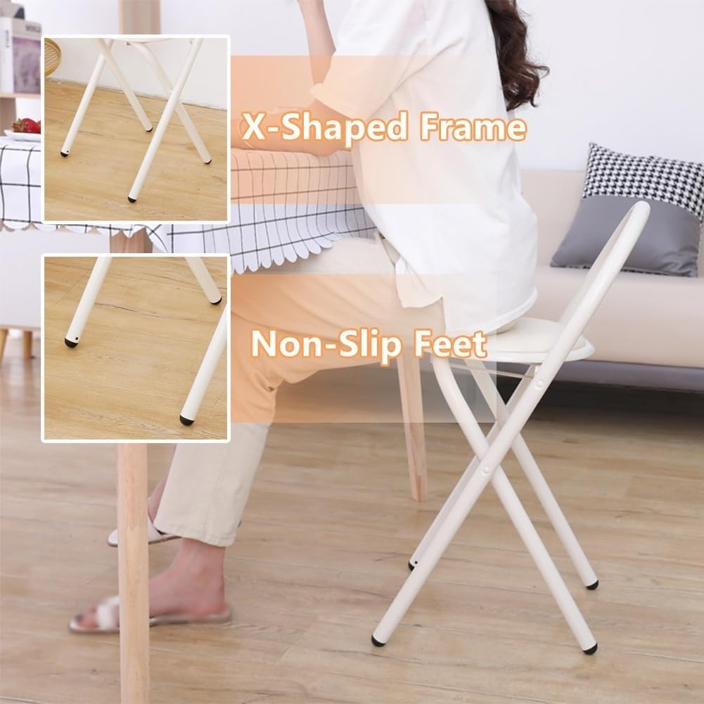 18in Padded Folding Stool with Backrest N628