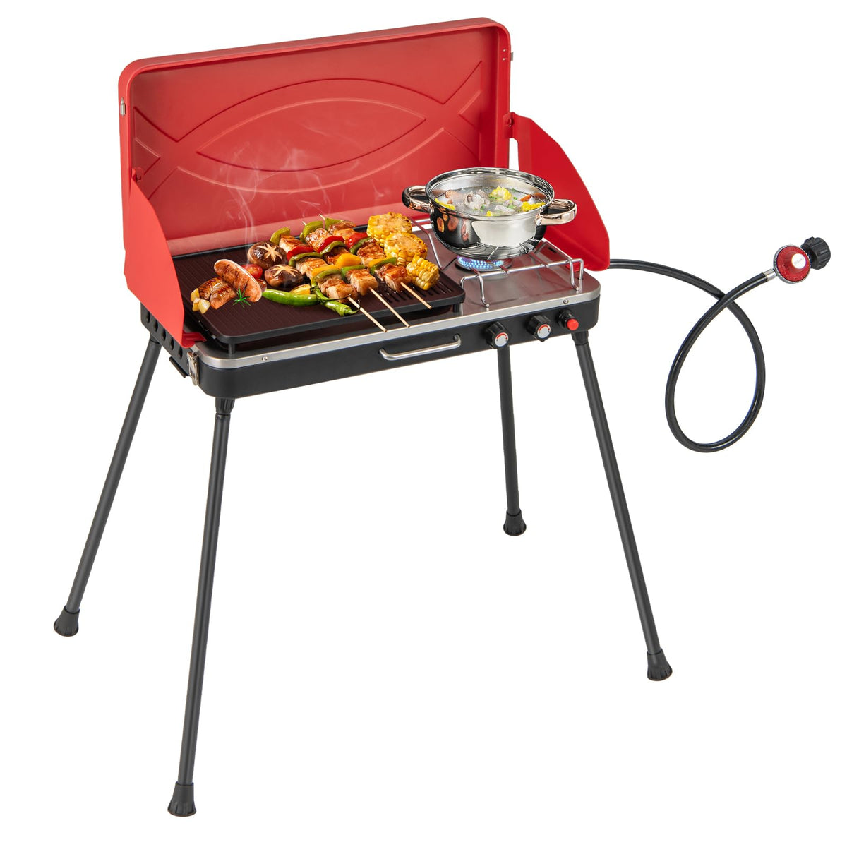 2-Burner Portable Gas Camping Stove with Detachable Legs O733