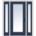 Left Hand In-swing Fiberglass Smooth Prehung Front Door Full Lite 36" x 80" with Two 14" Sidelites H2413